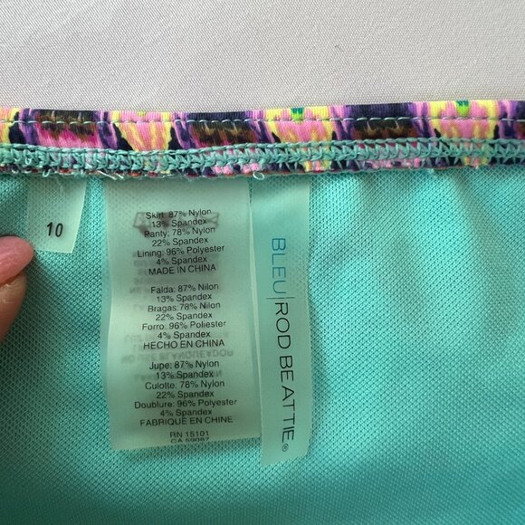 Bleu Rod Beattie Adjustable Sarong Skirted Swim Bikini Bottom Sz 10 - Picture 3 of 10